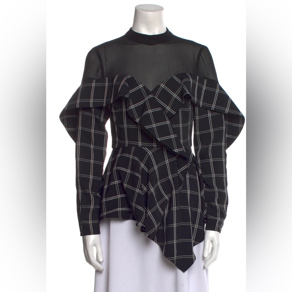 Self-Portrait Tops - SELF PORTRAIT Plaid Blouse